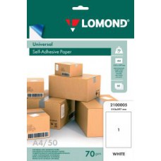 Самоклеящаяся бумага LOMOND универсальная для этикеток, матовая, неделенная A4, 70 г/м2, 50 листов